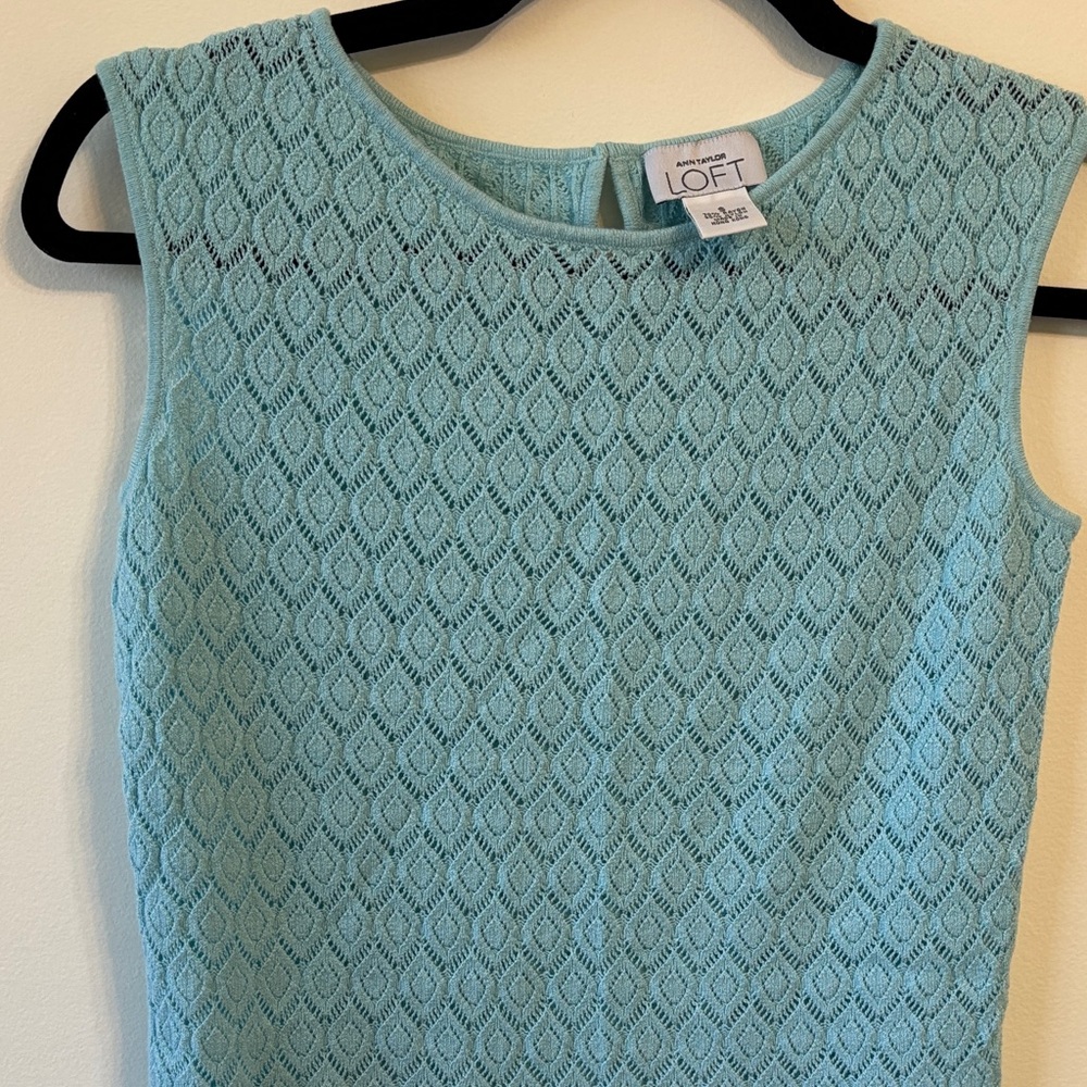 LOFT Sky Blue Lace Sleeveless Blouse - Picture 7 of 7